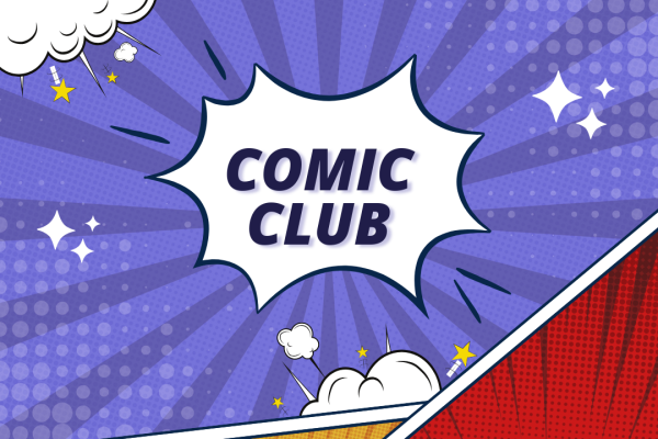 comic club with graphic background