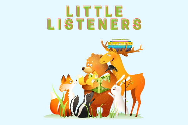 woodland animals gathered reading to little listeners