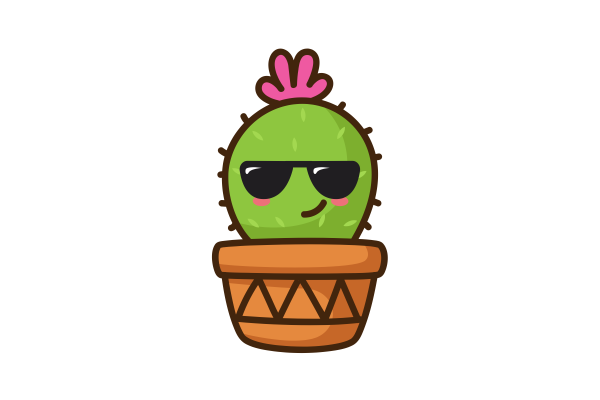 Cactus with sunglasses in a pot.