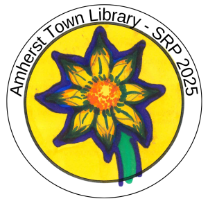purple and yellow flower on a yellow back ground amherst town library srp 2025