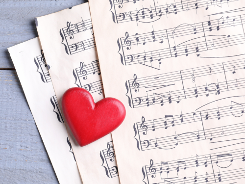 sheet music with a heart